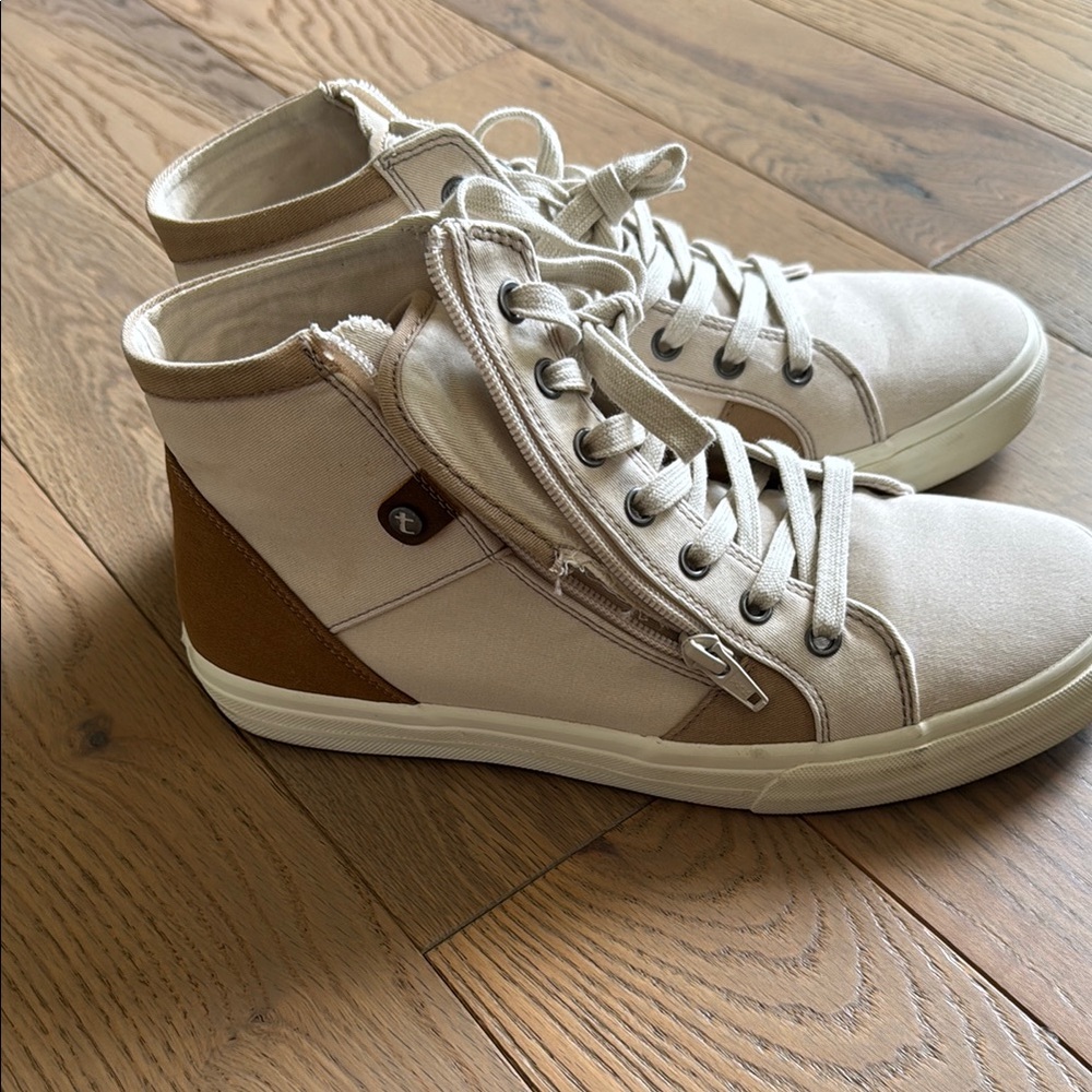 Taos Footwear Cream and Brown High-Top Sneakers